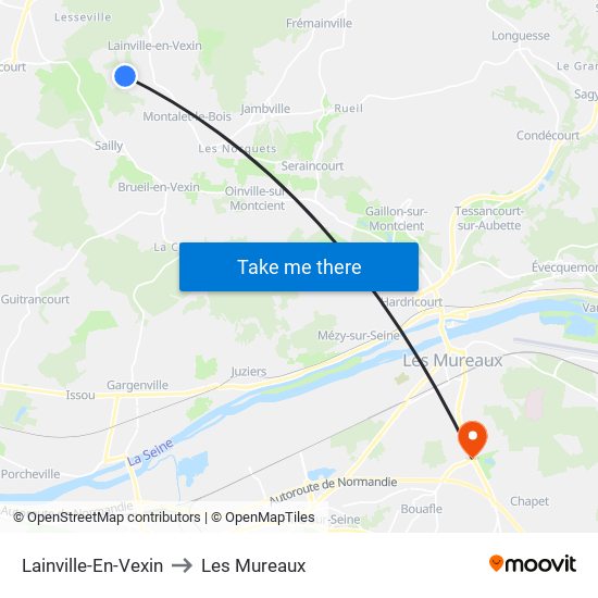 Lainville-En-Vexin to Les Mureaux map