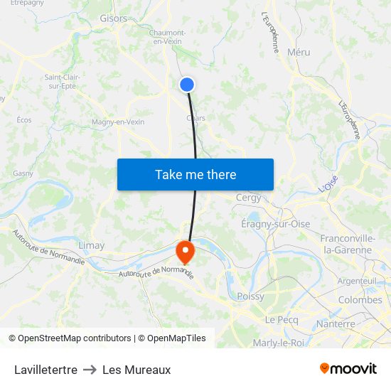 Lavilletertre to Les Mureaux map