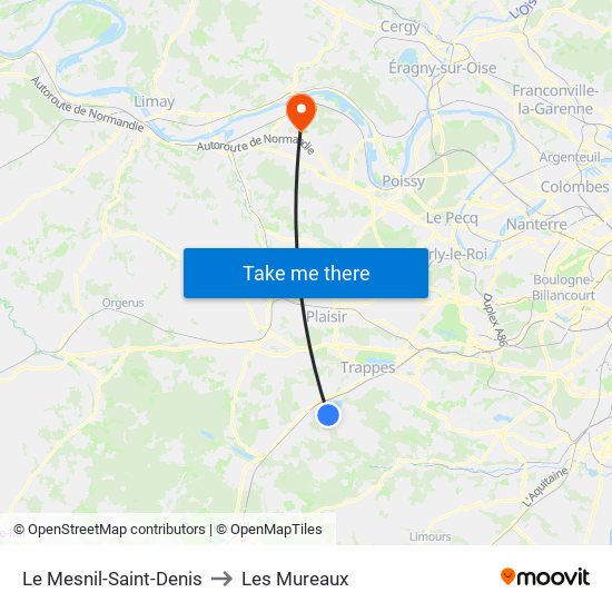 Le Mesnil-Saint-Denis to Les Mureaux map