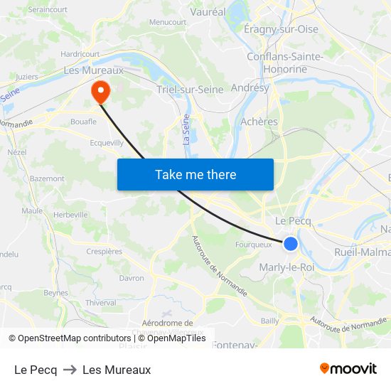 Le Pecq to Les Mureaux map