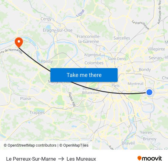 Le Perreux-Sur-Marne to Les Mureaux map