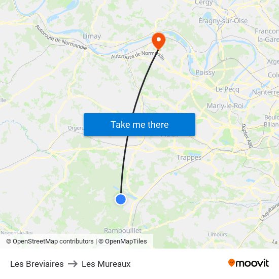 Les Breviaires to Les Mureaux map