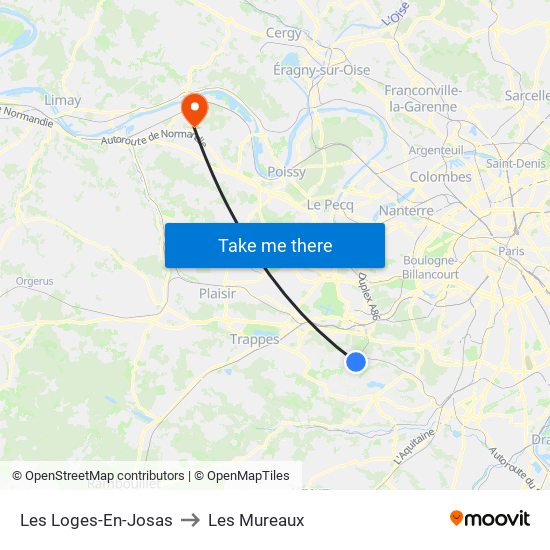 Les Loges-En-Josas to Les Mureaux map