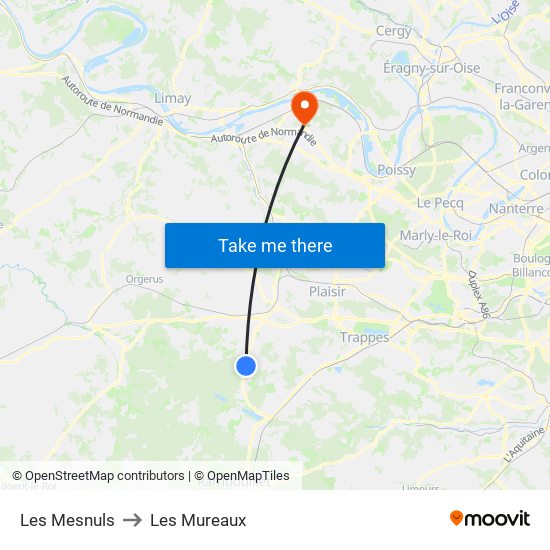 Les Mesnuls to Les Mureaux map