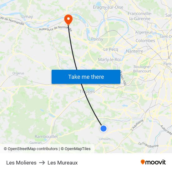 Les Molieres to Les Mureaux map