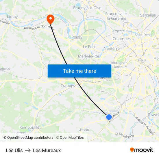 Les Ulis to Les Mureaux map