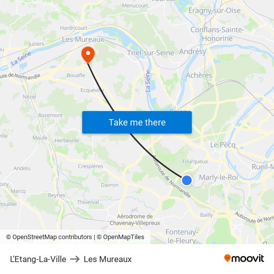 L'Etang-La-Ville to Les Mureaux map