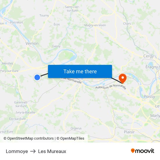 Lommoye to Les Mureaux map