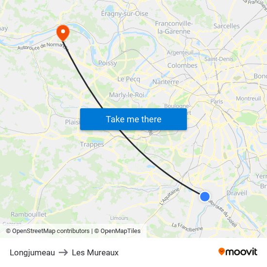 Longjumeau to Les Mureaux map