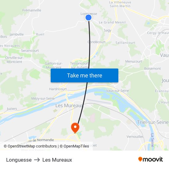 Longuesse to Les Mureaux map