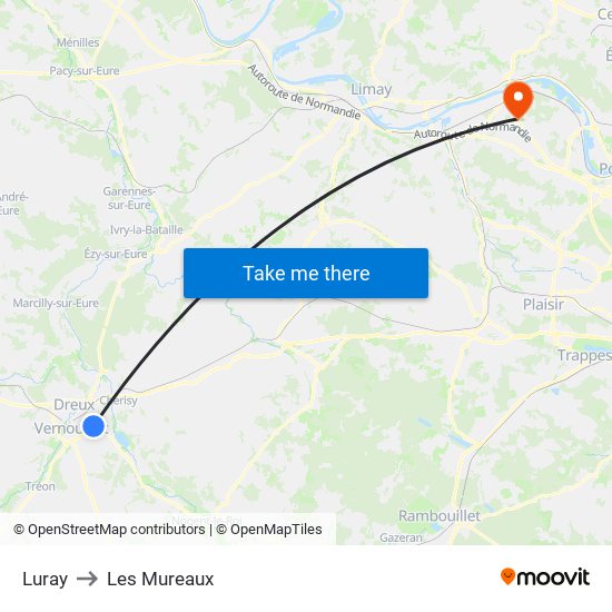 Luray to Les Mureaux map
