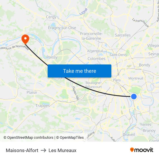 Maisons-Alfort to Les Mureaux map