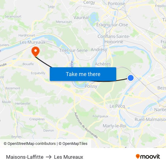 Maisons-Laffitte to Les Mureaux map