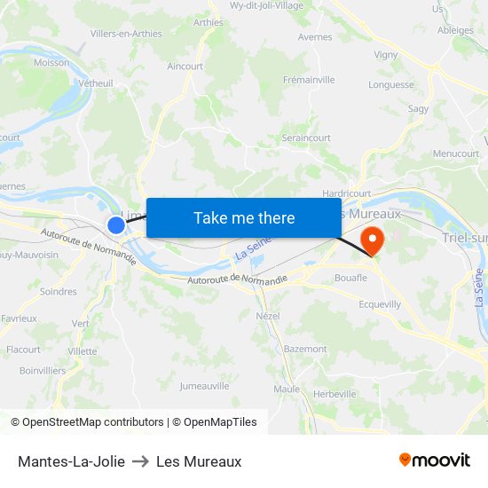 Mantes-La-Jolie to Les Mureaux map