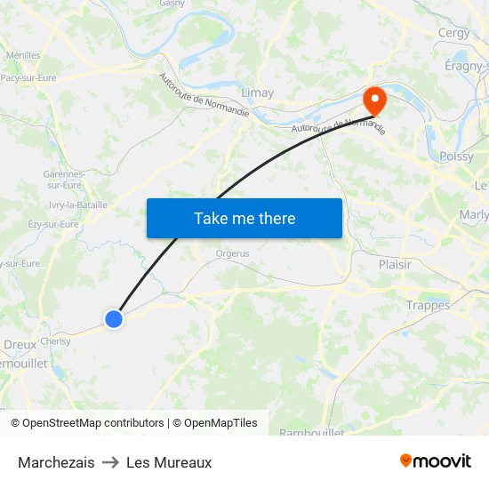 Marchezais to Les Mureaux map