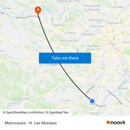 Marcoussis to Les Mureaux map