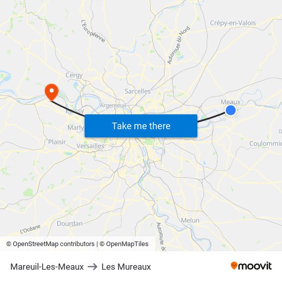 Mareuil-Les-Meaux to Les Mureaux map