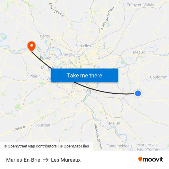Marles-En-Brie to Les Mureaux map