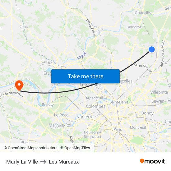 Marly-La-Ville to Les Mureaux map