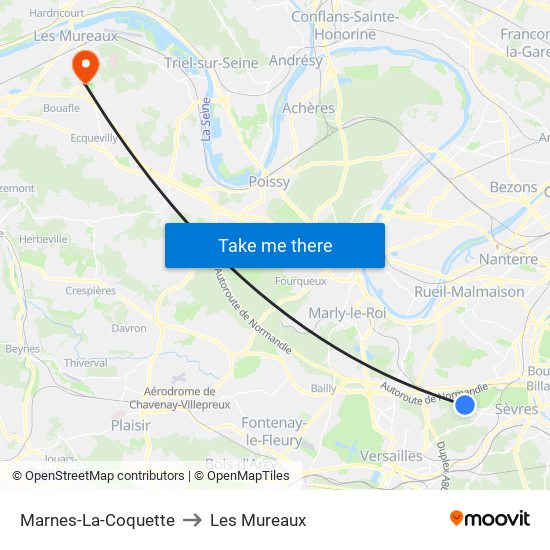 Marnes-La-Coquette to Les Mureaux map
