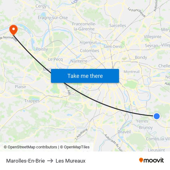 Marolles-En-Brie to Les Mureaux map