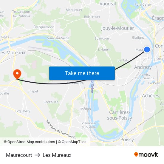 Maurecourt to Les Mureaux map