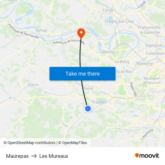 Maurepas to Les Mureaux map