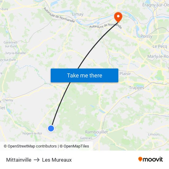 Mittainville to Les Mureaux map