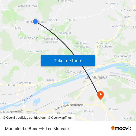 Montalet-Le-Bois to Les Mureaux map