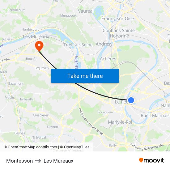 Montesson to Les Mureaux map