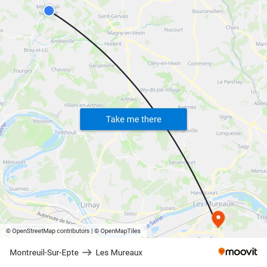 Montreuil-Sur-Epte to Les Mureaux map