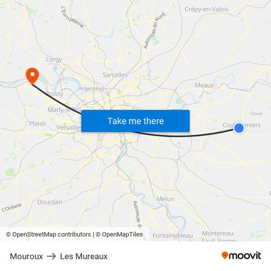 Mouroux to Les Mureaux map