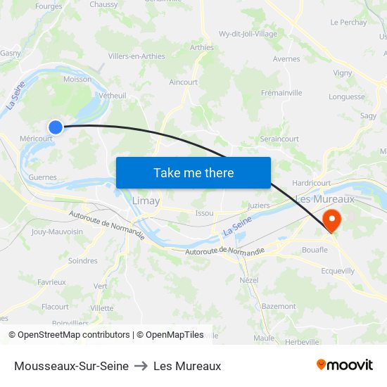 Mousseaux-Sur-Seine to Les Mureaux map