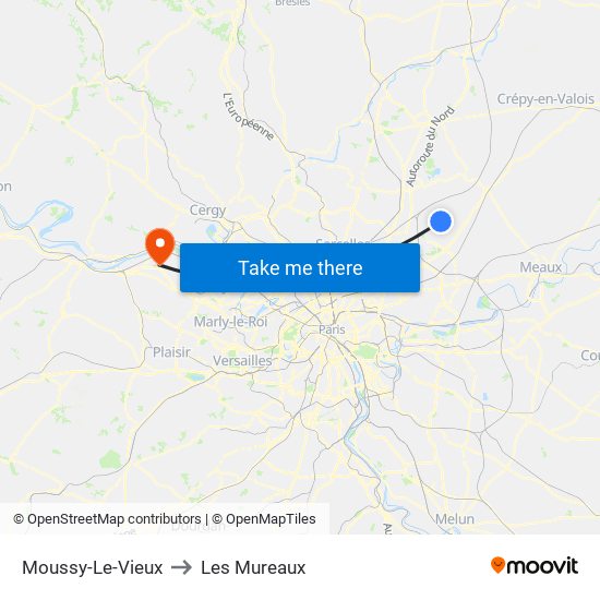 Moussy-Le-Vieux to Les Mureaux map