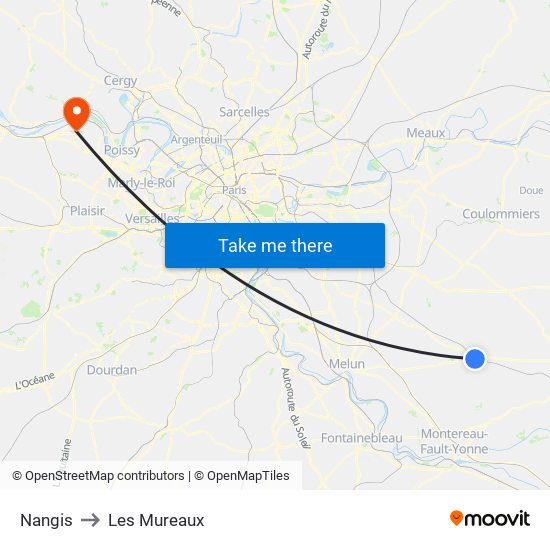 Nangis to Les Mureaux map