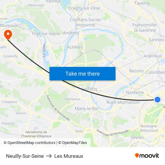 Neuilly-Sur-Seine to Les Mureaux map