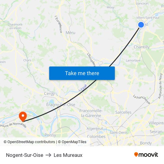 Nogent-Sur-Oise to Les Mureaux map