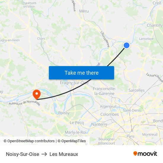 Noisy-Sur-Oise to Les Mureaux map