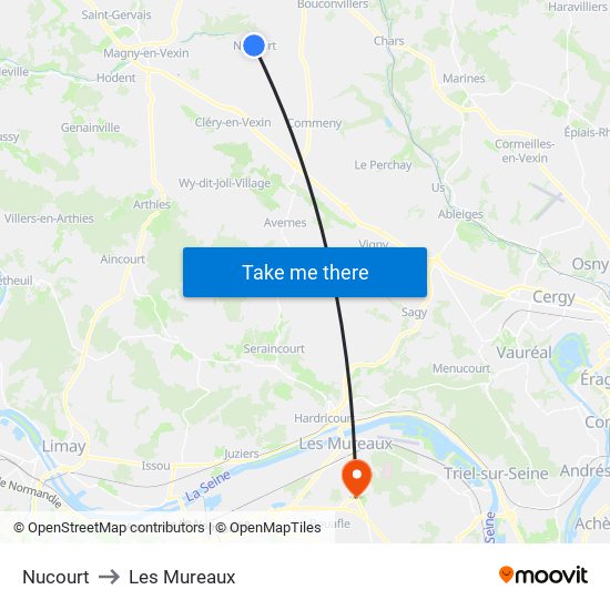 Nucourt to Les Mureaux map