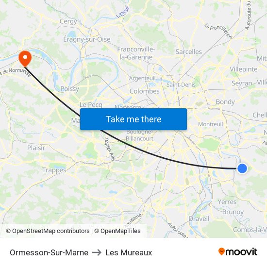 Ormesson-Sur-Marne to Les Mureaux map