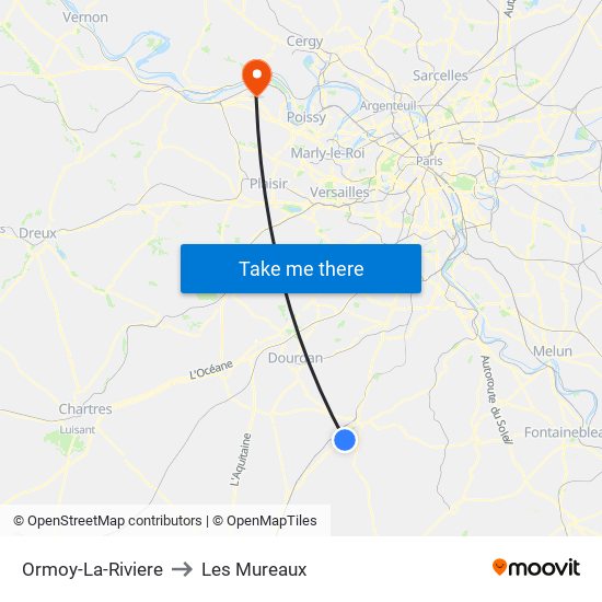 Ormoy-La-Riviere to Les Mureaux map