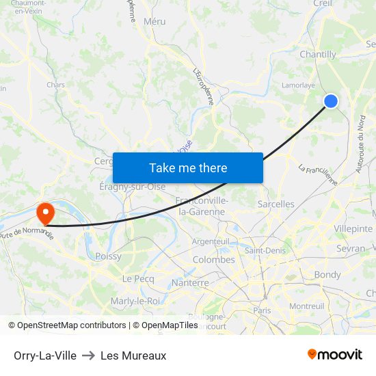 Orry-La-Ville to Les Mureaux map