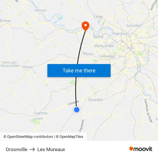 Orsonville to Les Mureaux map