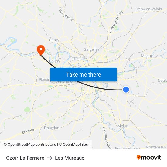 Ozoir-La-Ferriere to Les Mureaux map