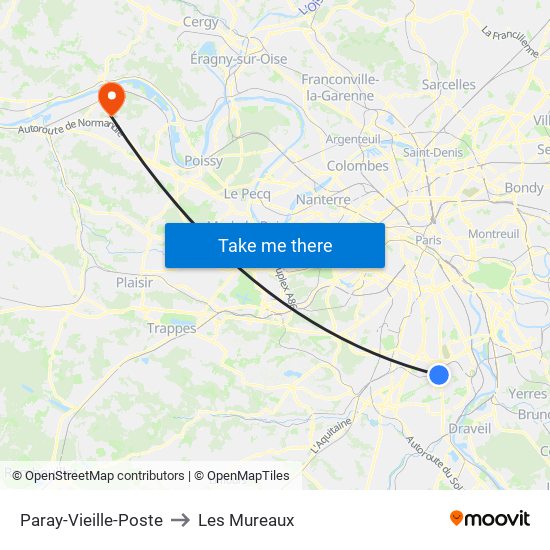 Paray-Vieille-Poste to Les Mureaux map