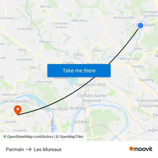 Parmain to Les Mureaux map