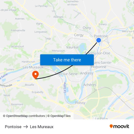 Pontoise to Les Mureaux map