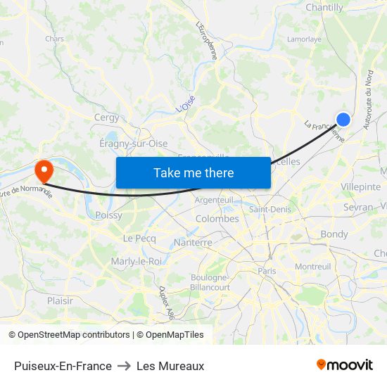 Puiseux-En-France to Les Mureaux map
