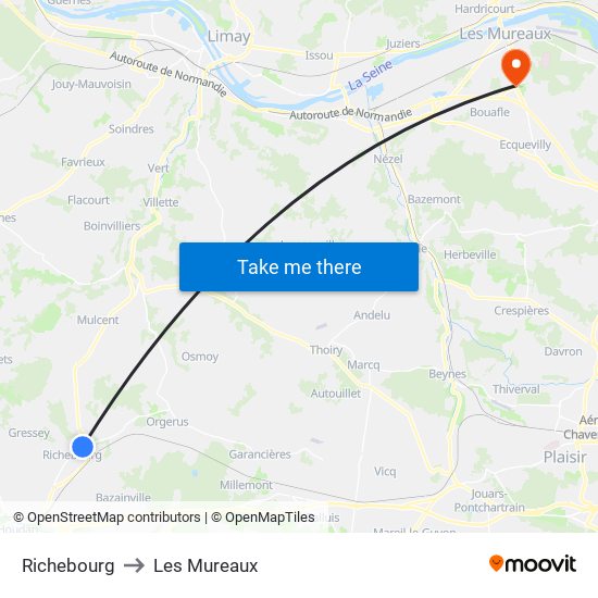 Richebourg to Les Mureaux map
