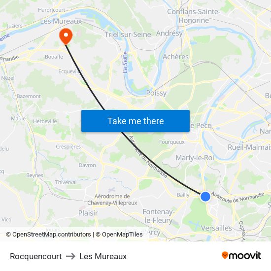 Rocquencourt to Les Mureaux map
